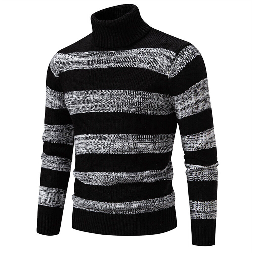 Pullover uomo casual lavorato a maglia fondo maglione caldo slim fit girocollo - Foto 9 di 10