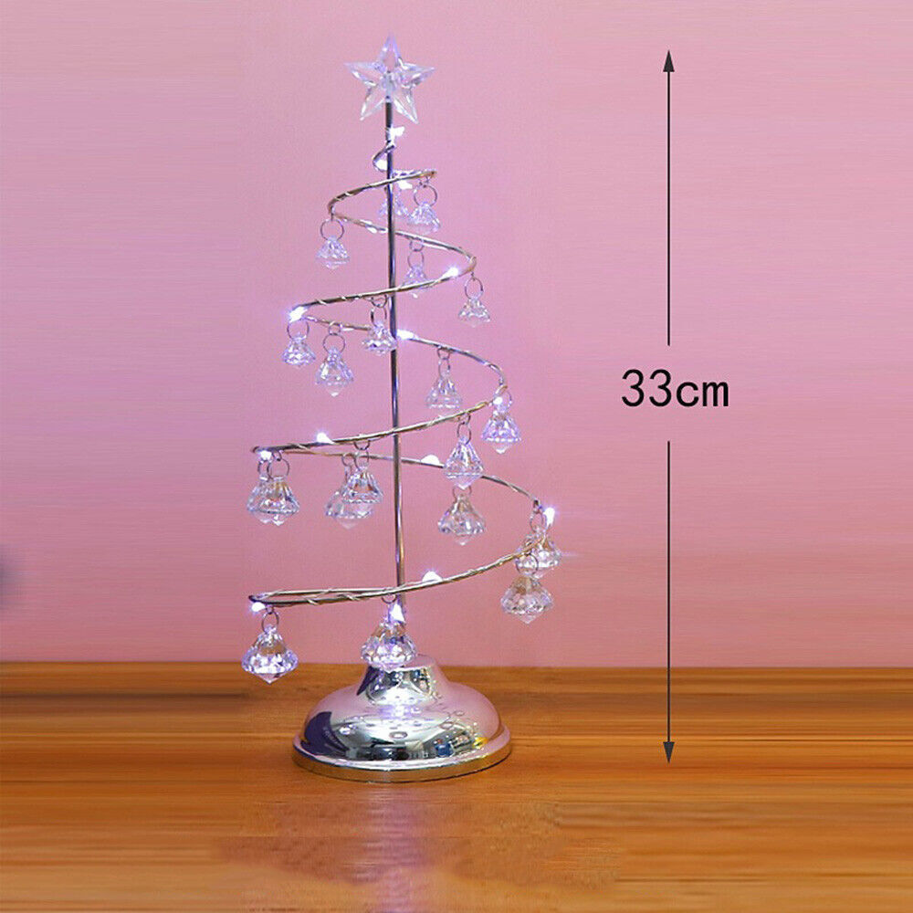 Christmas Tree Crystal Night Light LED Glowing Iron Ornament Lamp Party Decor UK - Picture 14 of 18