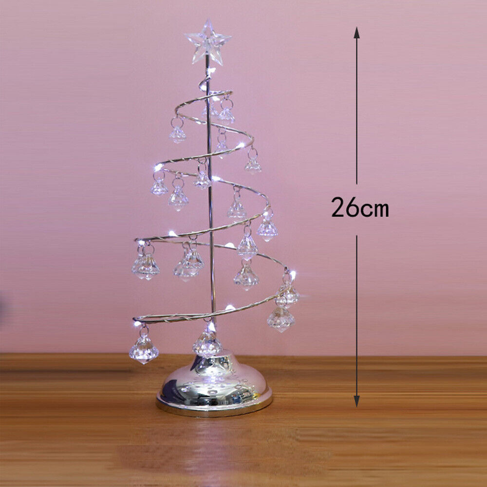 Christmas Tree Crystal Night Light LED Glowing Iron Ornament Lamp Party Decor UK - Picture 16 of 18