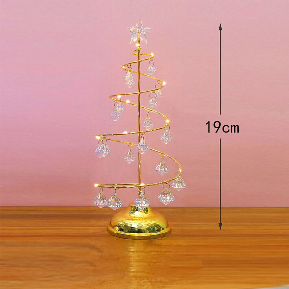 Christmas Tree Crystal Night Light LED Glowing Iron Ornament Lamp Party Decor UK - Picture 17 of 18