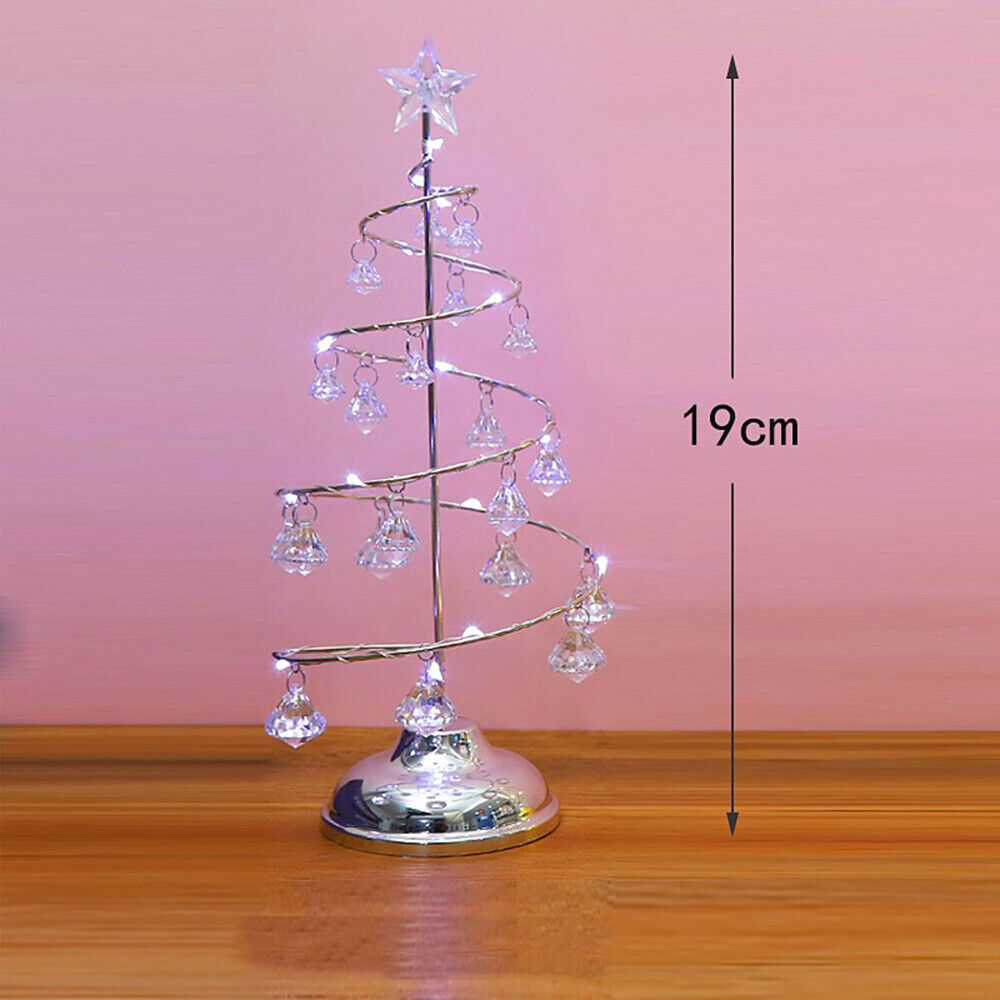 Christmas Tree Crystal Night Light LED Glowing Iron Ornament Lamp Party Decor UK - Picture 18 of 18