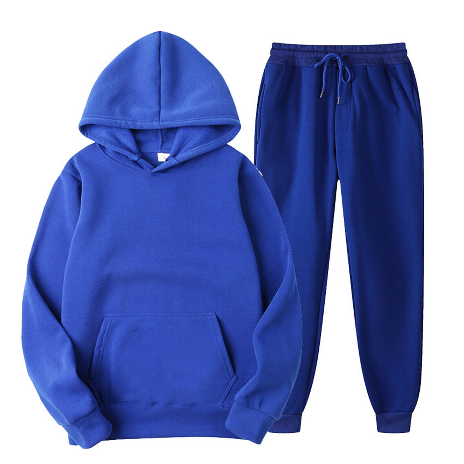 Men's Casual Solid Color Tracksuit Set Hooded Sweatshirt with