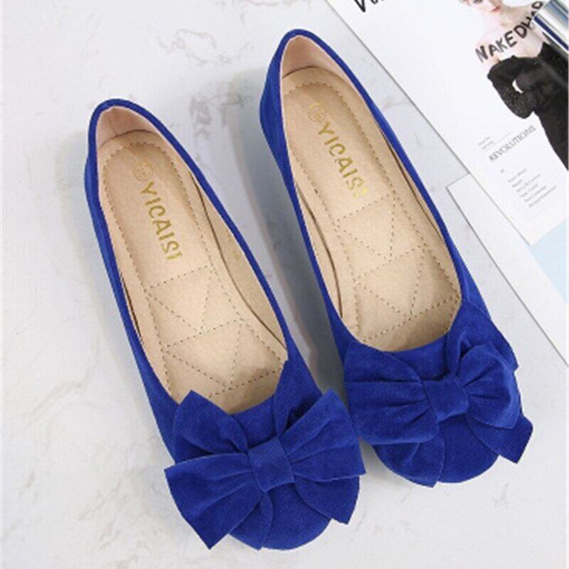 Zapatos de salón planos con puntera redonda lazo grande oficina cómodos plantilla talla grande para dama - Imagen 22 de 26