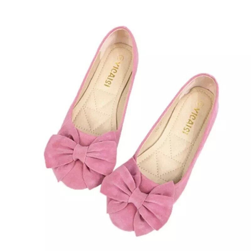 Zapatos de salón planos con puntera redonda lazo grande oficina cómodos plantilla talla grande para dama - Imagen 23 de 26