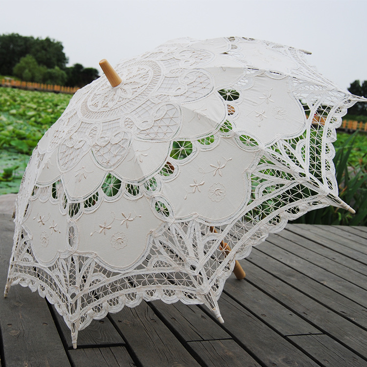 Lace Parasol Vintage Wedding Bridal Umbrella Party Photograph Parasol - 10 Color - Picture 24 of 32