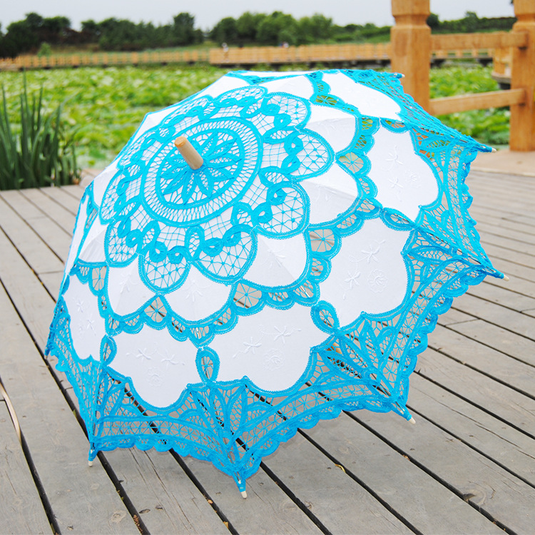 Lace Parasol Vintage Wedding Bridal Umbrella Party Photograph Parasol - 10 Color - Picture 27 of 32