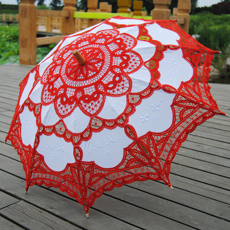 Lace Parasol Vintage Wedding Bridal Umbrella Party Photograph Parasol - 10 Color - Picture 29 of 32