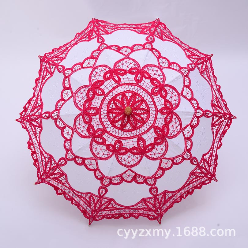 Lace Parasol Vintage Wedding Bridal Umbrella Party Photograph Parasol - 10 Color - Picture 31 of 32