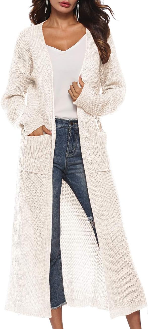 Women Casual Long Sleeve Split Open Cardigan Knit Cardigan Sweaters with Pockets - Picture 30 of 136