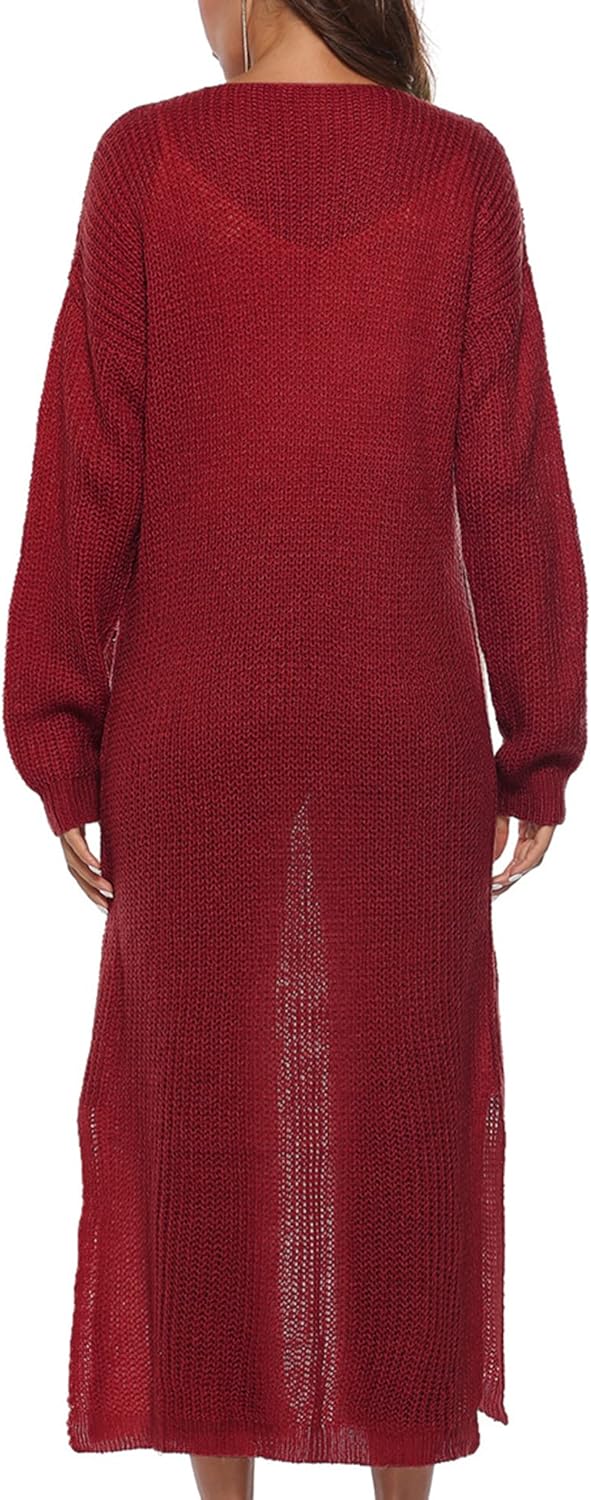 Women Casual Long Sleeve Split Open Cardigan Knit Cardigan Sweaters with Pockets - Picture 38 of 136