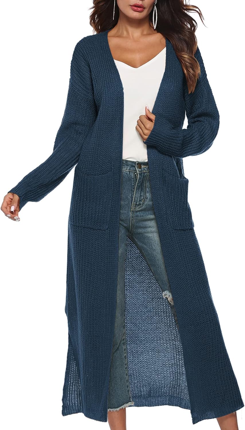 Women Casual Long Sleeve Split Open Cardigan Knit Cardigan Sweaters with Pockets - Picture 45 of 136