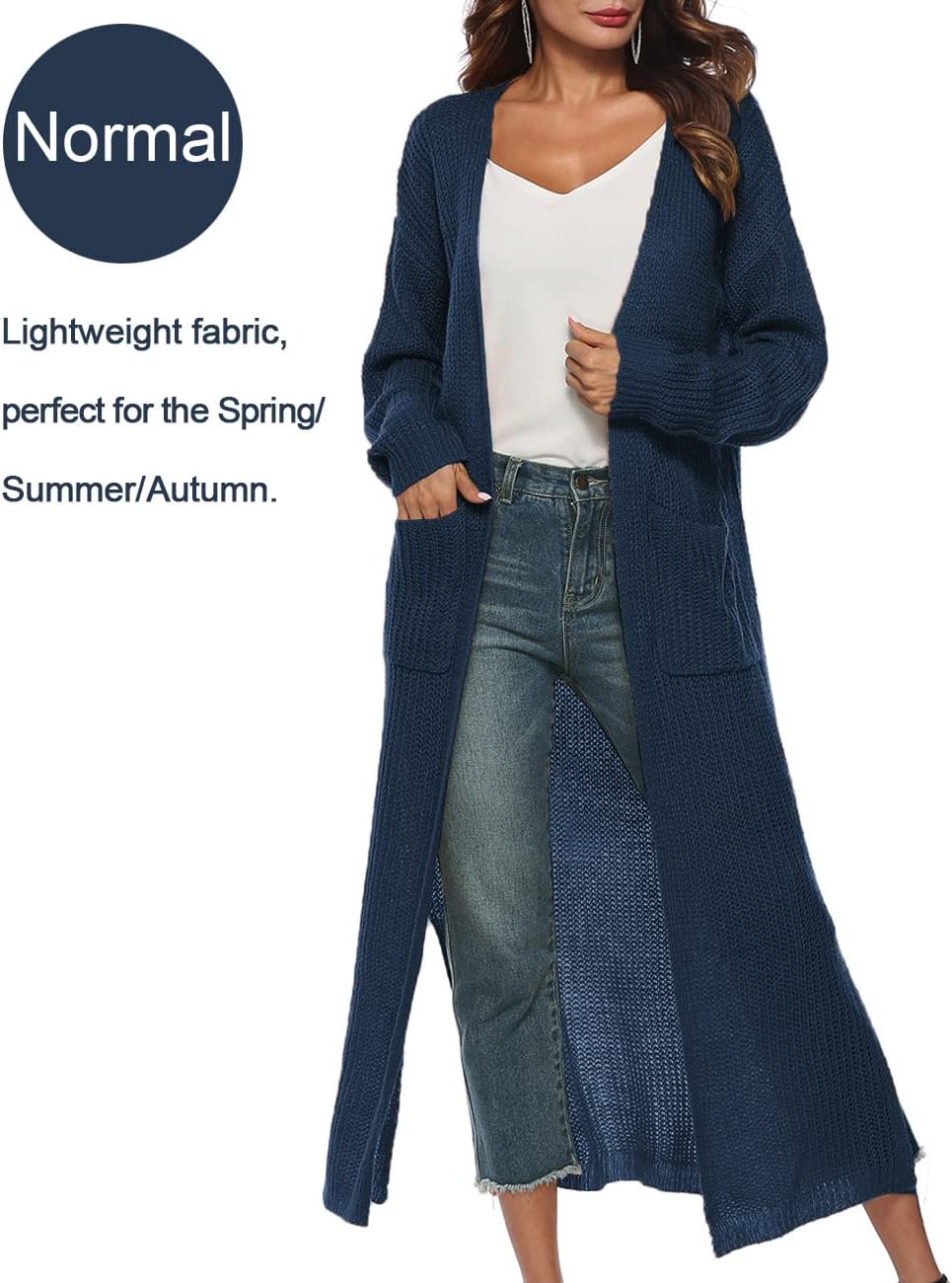 Women Casual Long Sleeve Split Open Cardigan Knit Cardigan Sweaters with Pockets - Picture 46 of 136