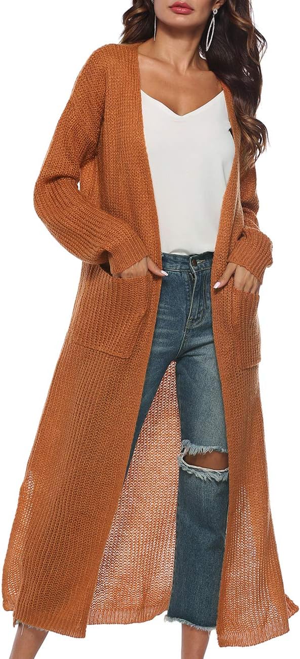 Women Casual Long Sleeve Split Open Cardigan Knit Cardigan Sweaters with Pockets - Picture 65 of 136