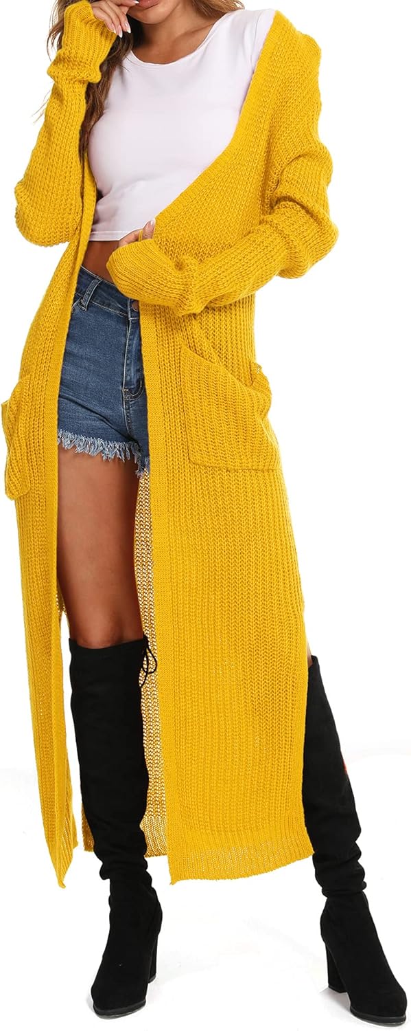Women Casual Long Sleeve Split Open Cardigan Knit Cardigan Sweaters with Pockets - Picture 71 of 136