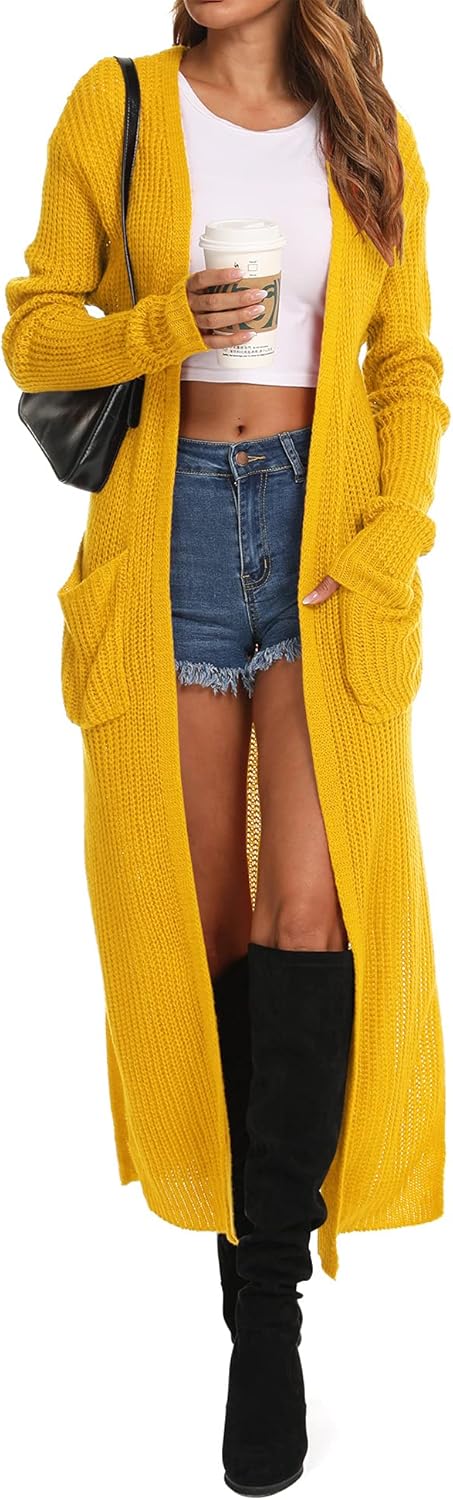 Women Casual Long Sleeve Split Open Cardigan Knit Cardigan Sweaters with Pockets - Picture 73 of 136