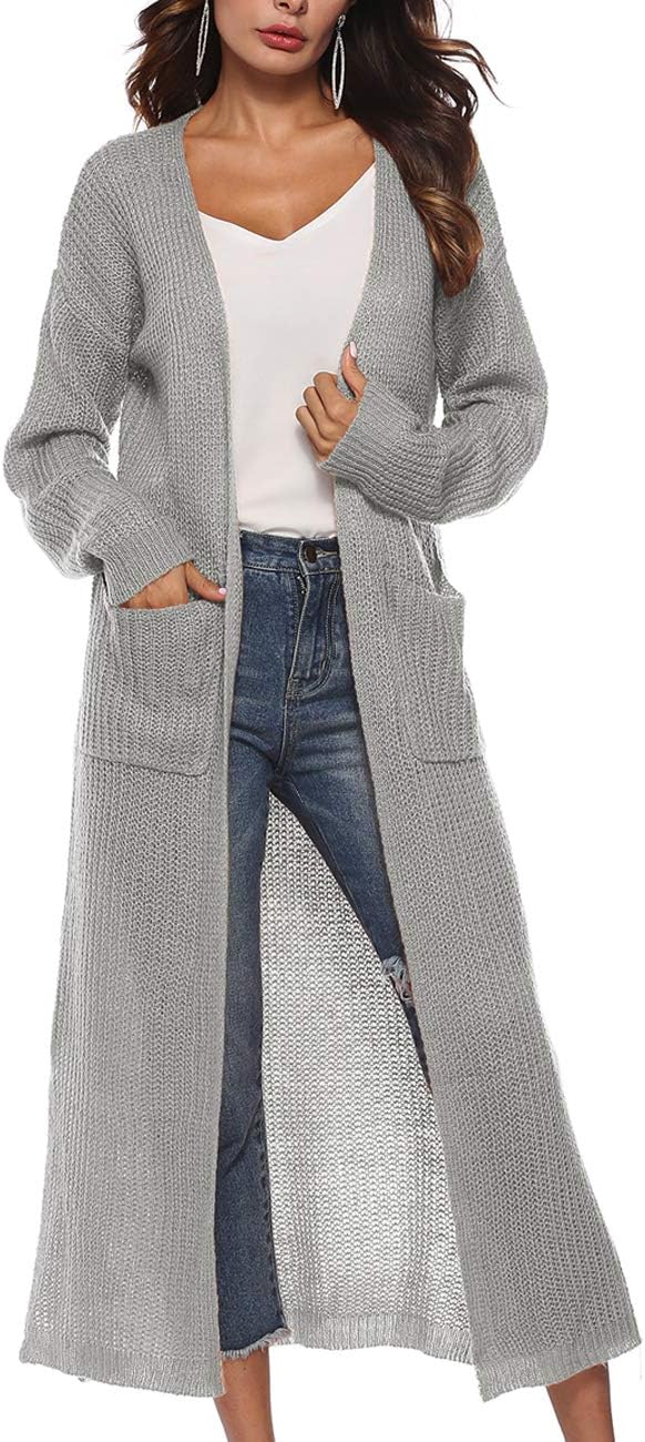 Women Casual Long Sleeve Split Open Cardigan Knit Cardigan Sweaters with Pockets - Picture 80 of 136