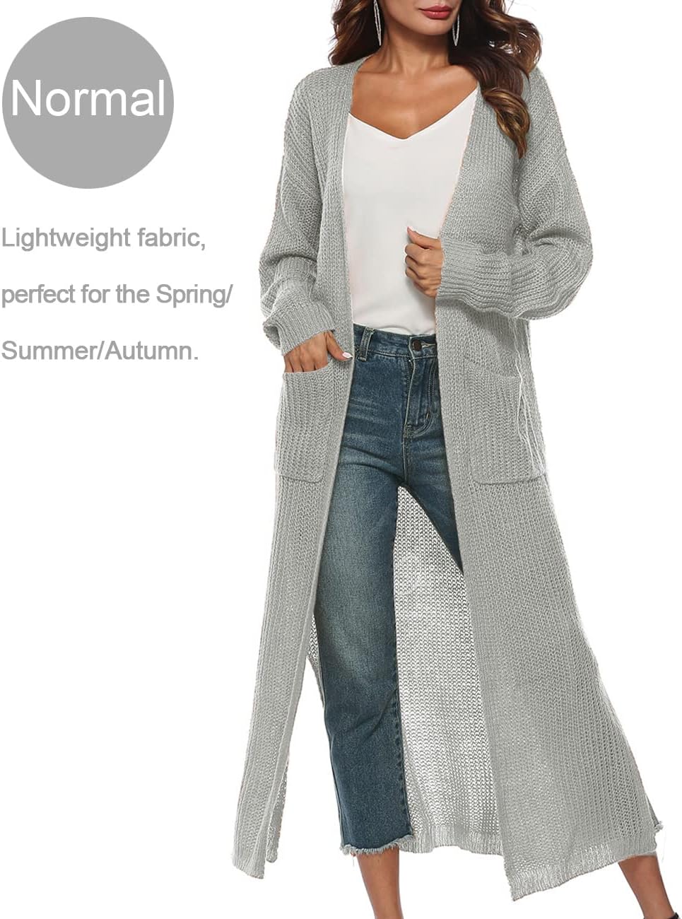Women Casual Long Sleeve Split Open Cardigan Knit Cardigan Sweaters with Pockets - Picture 81 of 136