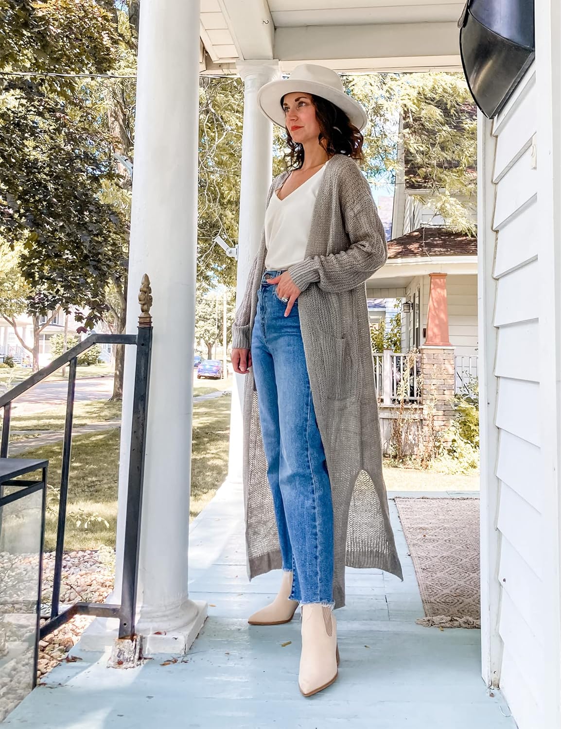 Women Casual Long Sleeve Split Open Cardigan Knit Cardigan Sweaters with Pockets - Picture 82 of 136