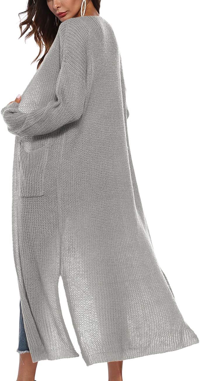 Women Casual Long Sleeve Split Open Cardigan Knit Cardigan Sweaters with Pockets - Picture 83 of 136