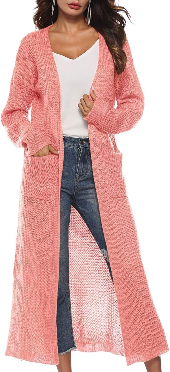 Women Casual Long Sleeve Split Open Cardigan Knit Cardigan Sweaters with Pockets - Picture 85 of 136