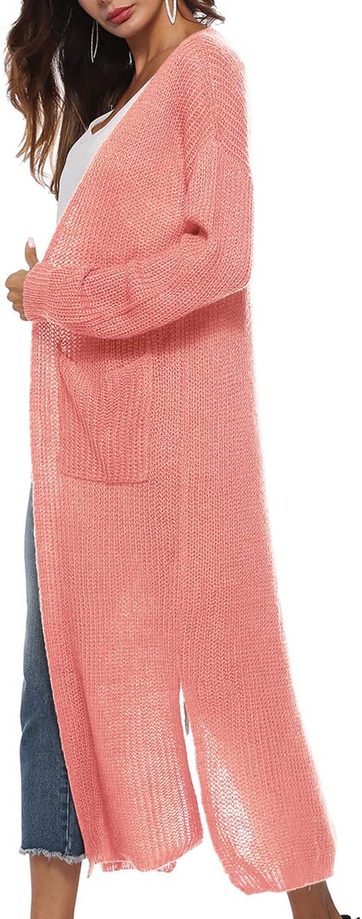 Women Casual Long Sleeve Split Open Cardigan Knit Cardigan Sweaters with Pockets - Picture 87 of 136