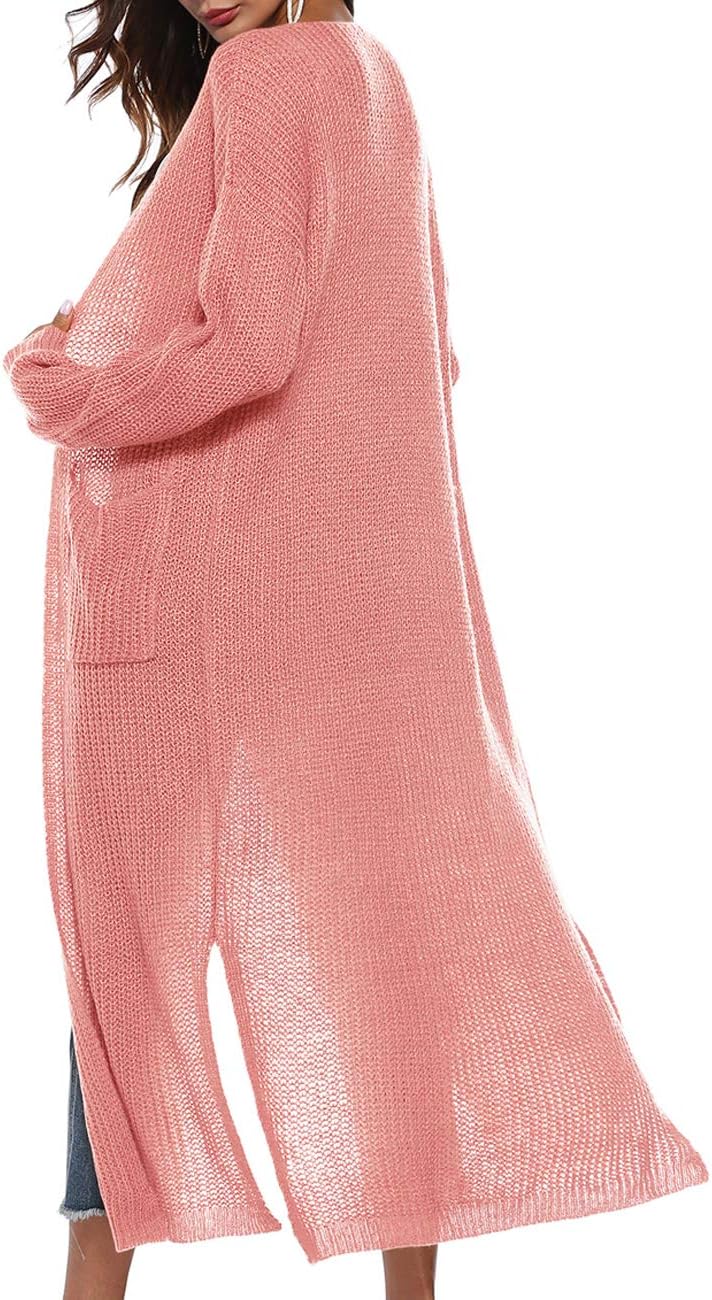 Women Casual Long Sleeve Split Open Cardigan Knit Cardigan Sweaters with Pockets - Picture 88 of 136