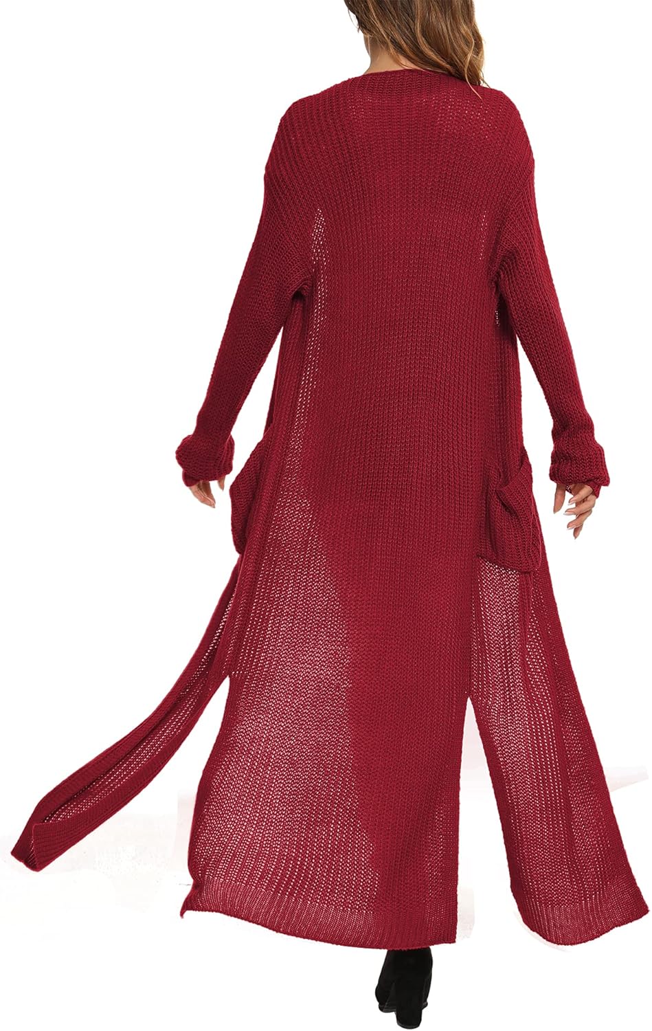Women Casual Long Sleeve Split Open Cardigan Knit Cardigan Sweaters with Pockets - Picture 103 of 136