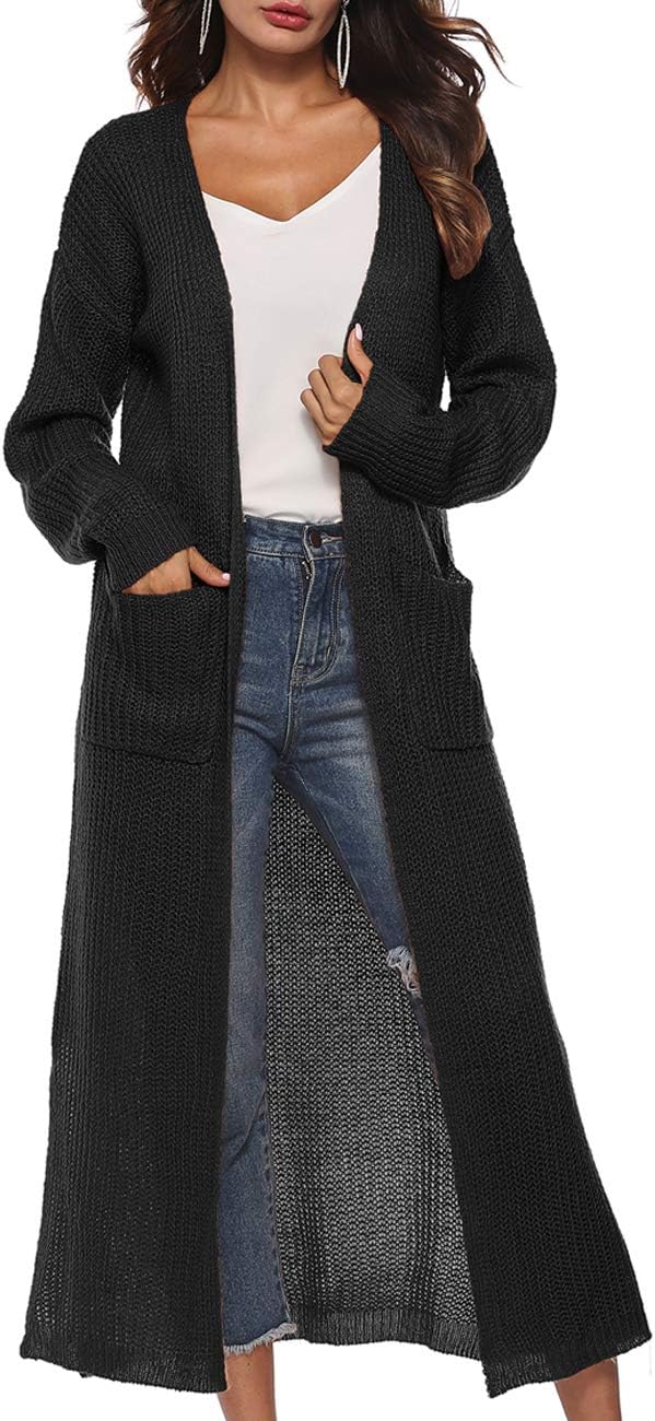 Women Casual Long Sleeve Split Open Cardigan Knit Cardigan Sweaters with Pockets - Picture 105 of 136