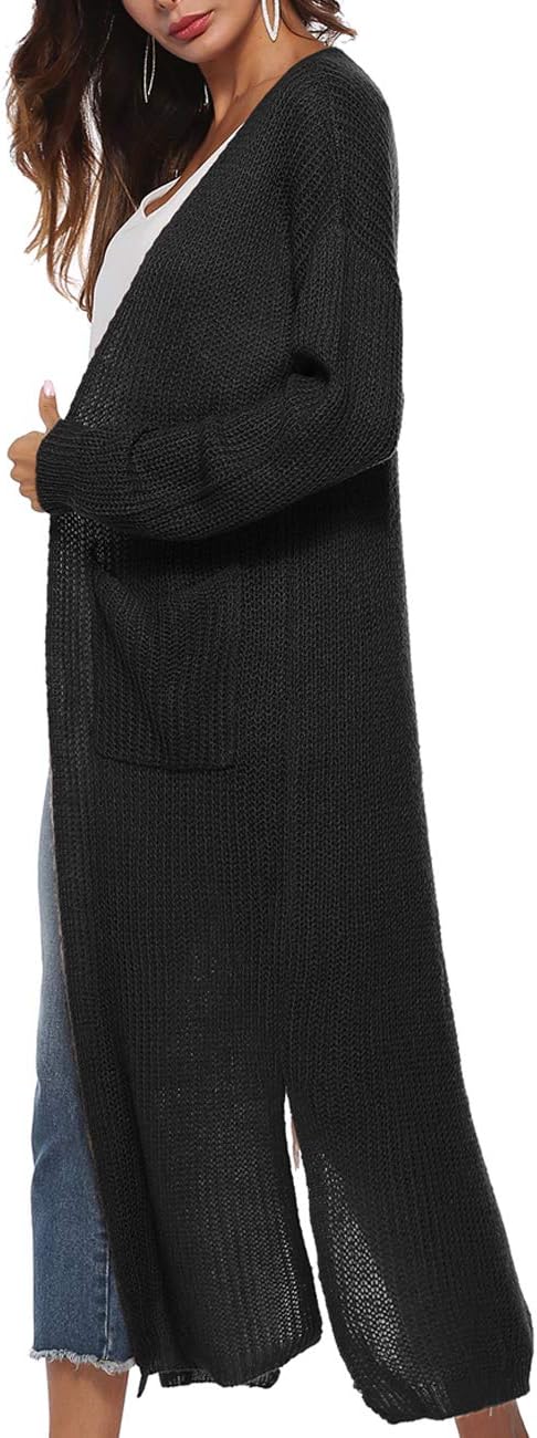Women Casual Long Sleeve Split Open Cardigan Knit Cardigan Sweaters with Pockets - Picture 107 of 136