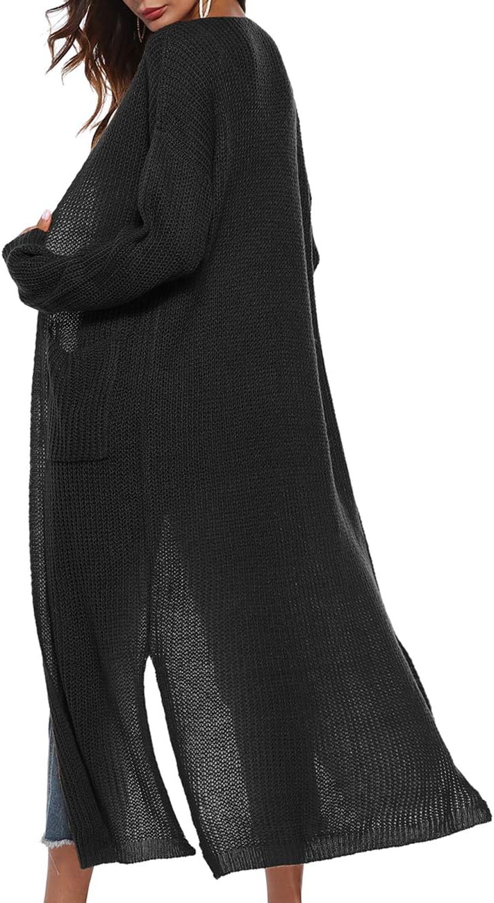 Women Casual Long Sleeve Split Open Cardigan Knit Cardigan Sweaters with Pockets - Picture 108 of 136