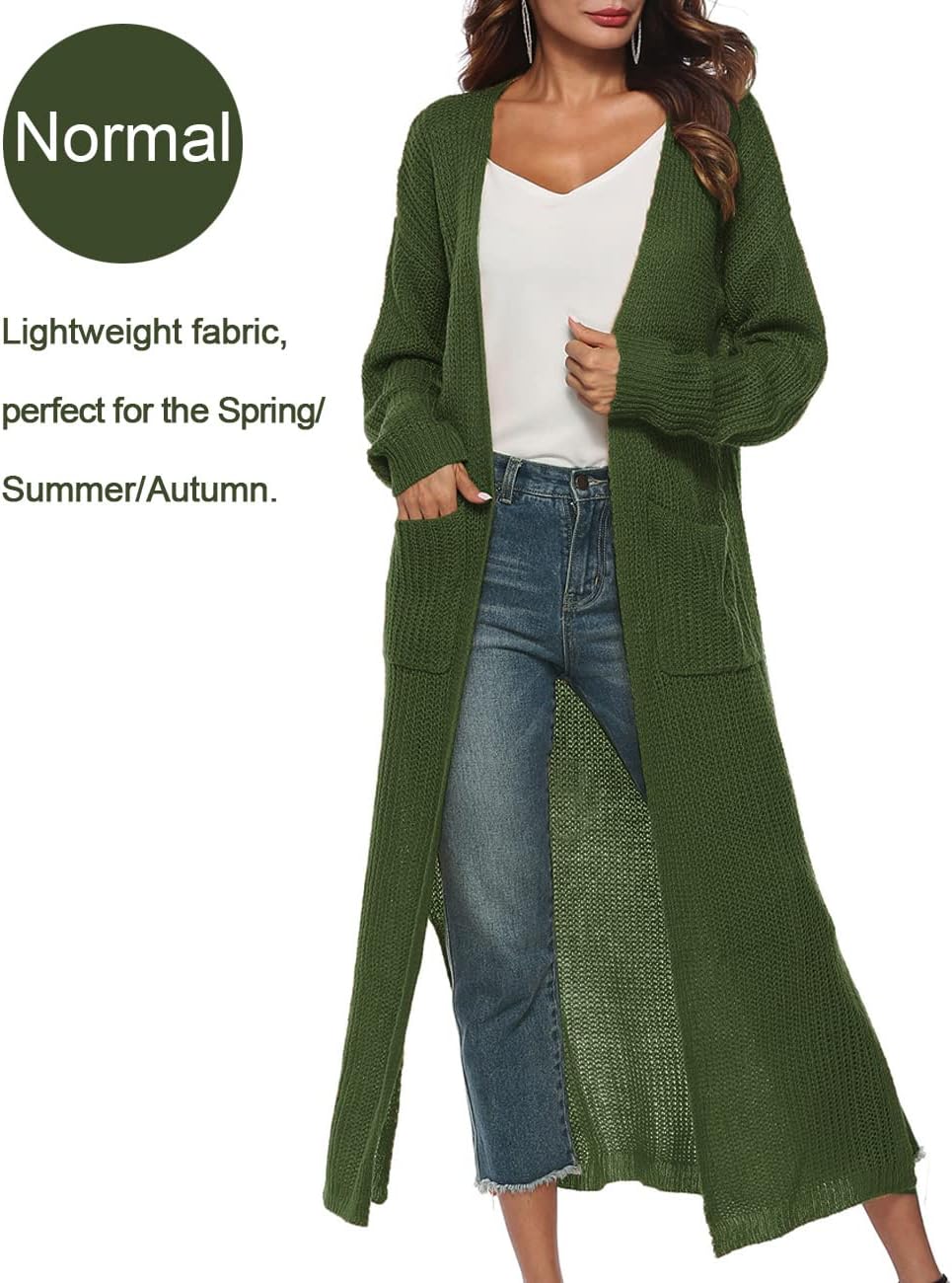 Women Casual Long Sleeve Split Open Cardigan Knit Cardigan Sweaters with Pockets - Picture 111 of 136