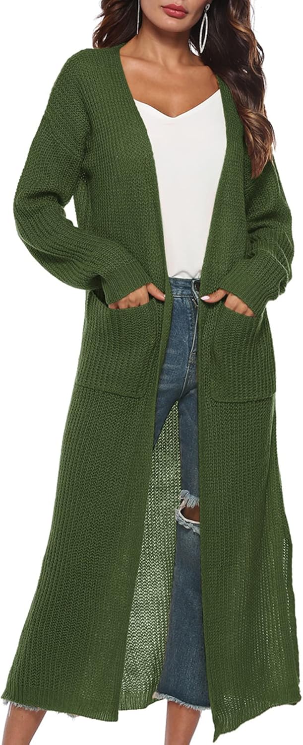Women Casual Long Sleeve Split Open Cardigan Knit Cardigan Sweaters with Pockets - Picture 113 of 136