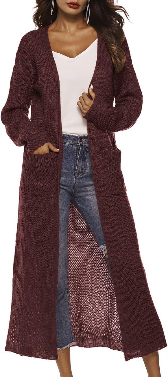 Women Casual Long Sleeve Split Open Cardigan Knit Cardigan Sweaters with Pockets - Picture 121 of 136