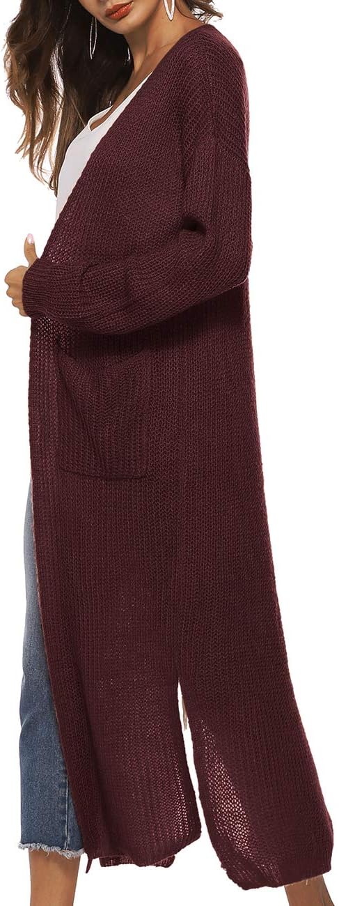 Women Casual Long Sleeve Split Open Cardigan Knit Cardigan Sweaters with Pockets - Picture 123 of 136