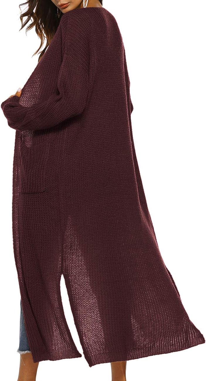 Women Casual Long Sleeve Split Open Cardigan Knit Cardigan Sweaters with Pockets - Picture 124 of 136