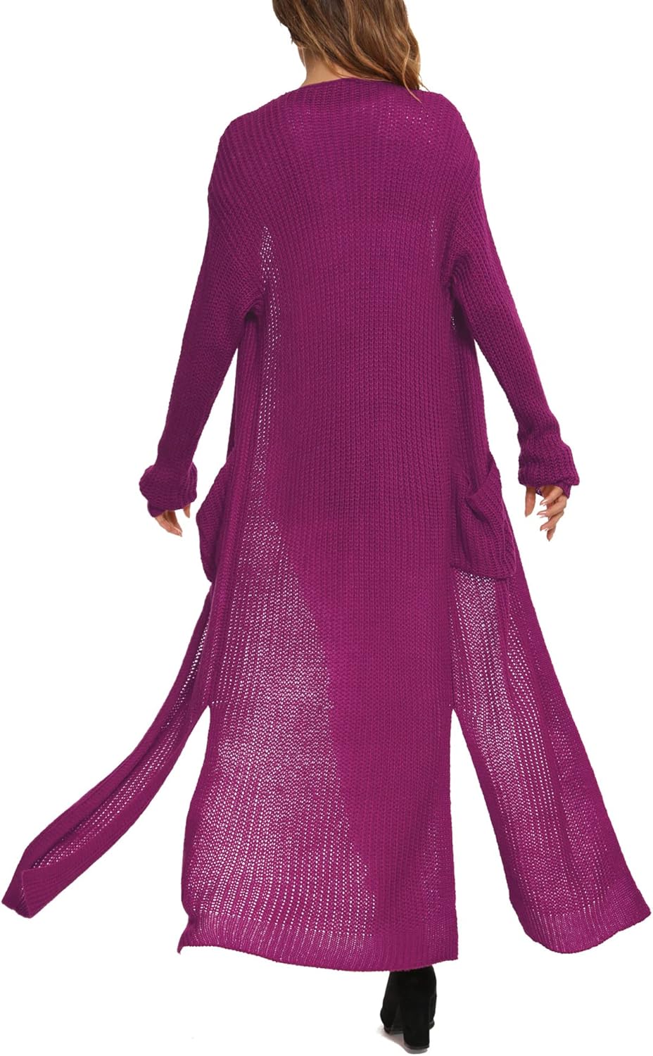 Women Casual Long Sleeve Split Open Cardigan Knit Cardigan Sweaters with Pockets - Picture 128 of 136
