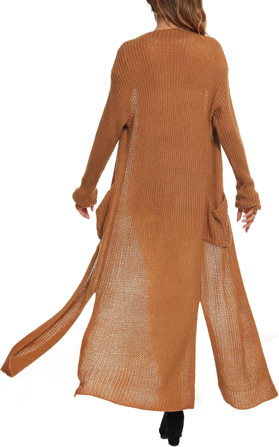Women Casual Long Sleeve Split Open Cardigan Knit Cardigan Sweaters with Pockets - Picture 135 of 136