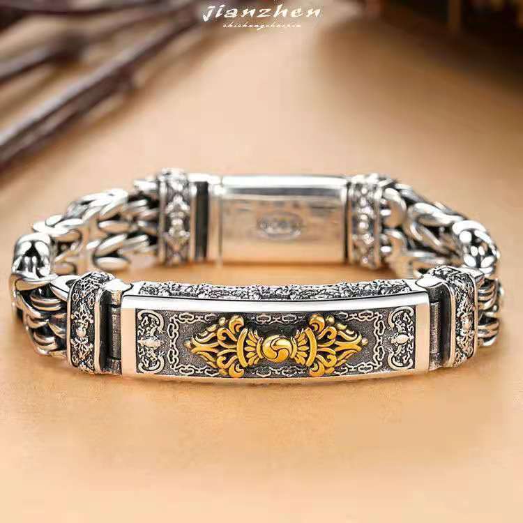 Pulsera Hombre Tendencia Plateada Creativa Joyería Mano Diamante Varilla Brazalete 20/22cm - Imagen 15 de 16