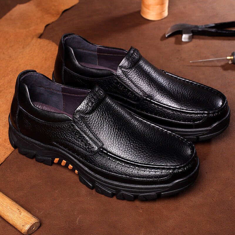 Men's Casual Leather Loafers Shoes Breathable Driving Slip on Moccasins Shoes - Picture 18 of 19