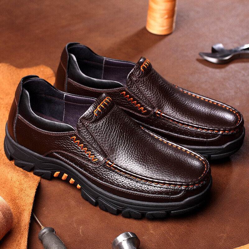 Men's Casual Leather Loafers Shoes Breathable Driving Slip on Moccasins Shoes - Picture 19 of 19