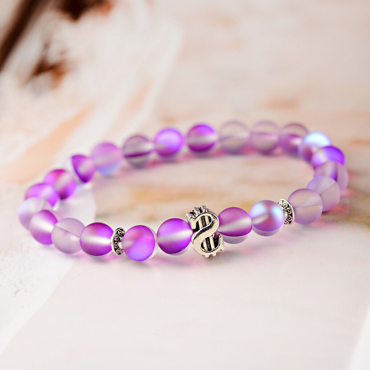 Purple Moonstone $ Money Bracelets With Helps To Achieve Success, Ideal Gift