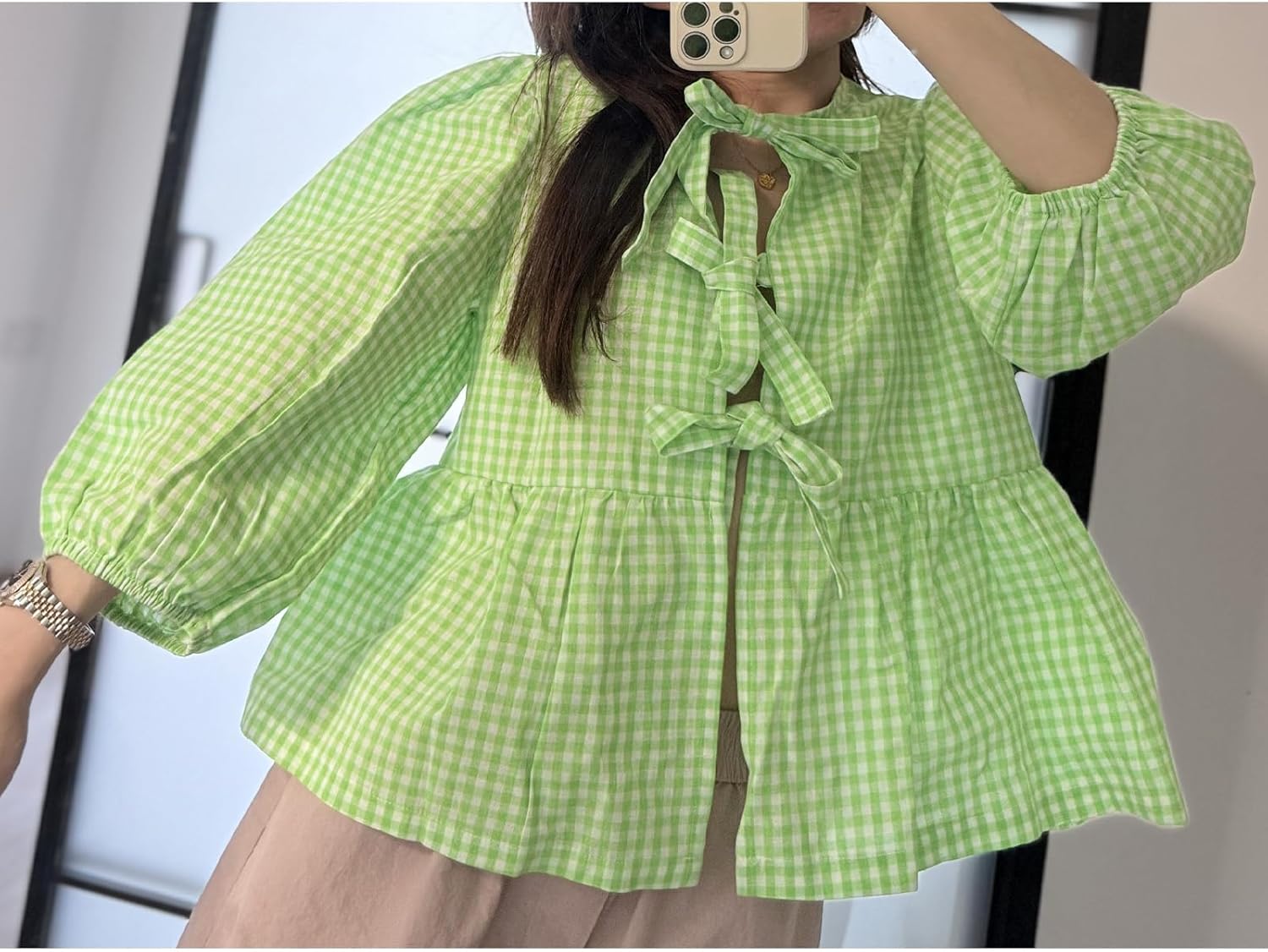 Tie Front Women Y2k Leopard Print Peplum Babydoll Puff Sleeve Cute Going Out Top - Picture 61 of 122