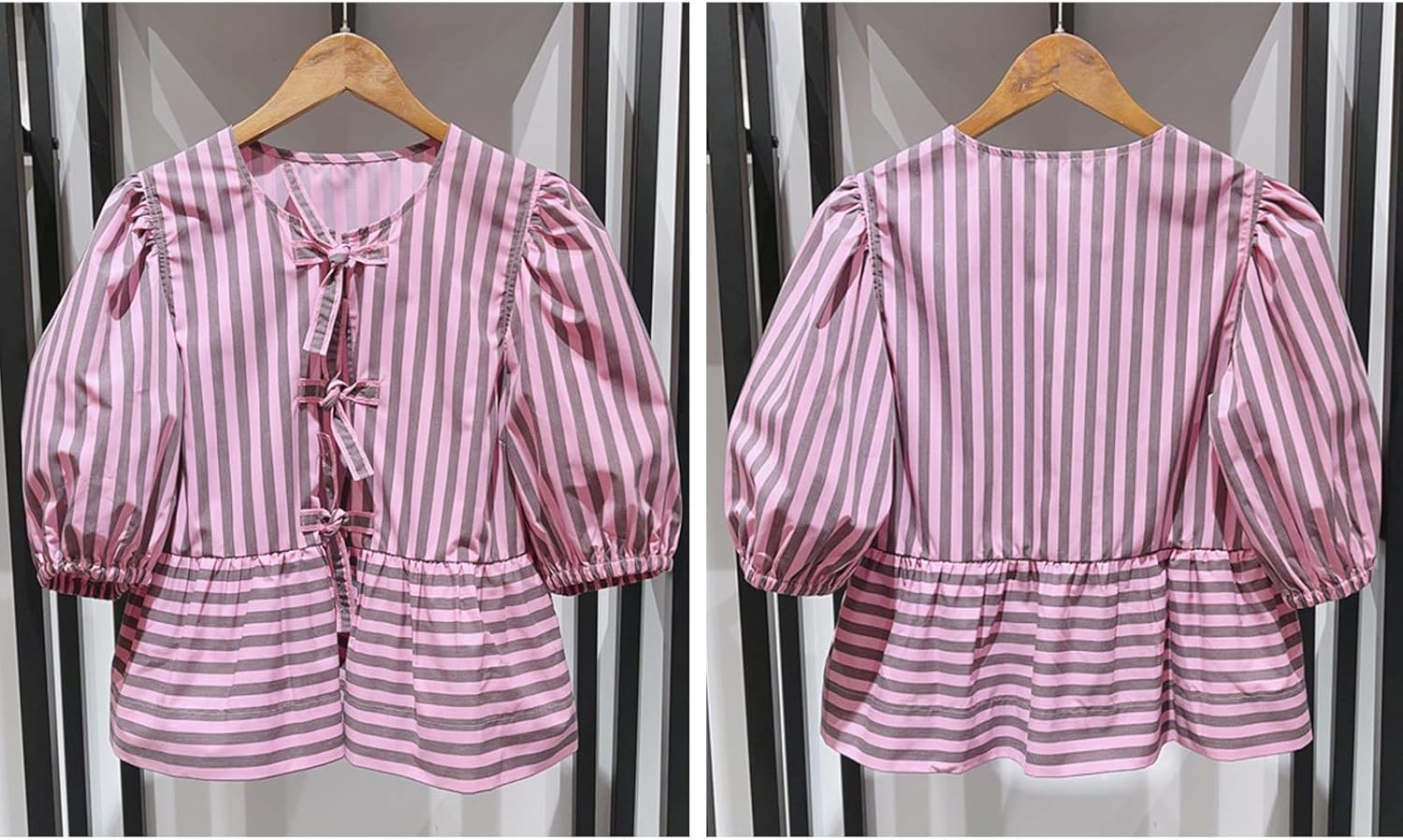 Tie Front Women Y2k Leopard Print Peplum Babydoll Puff Sleeve Cute Going Out Top - Picture 77 of 122