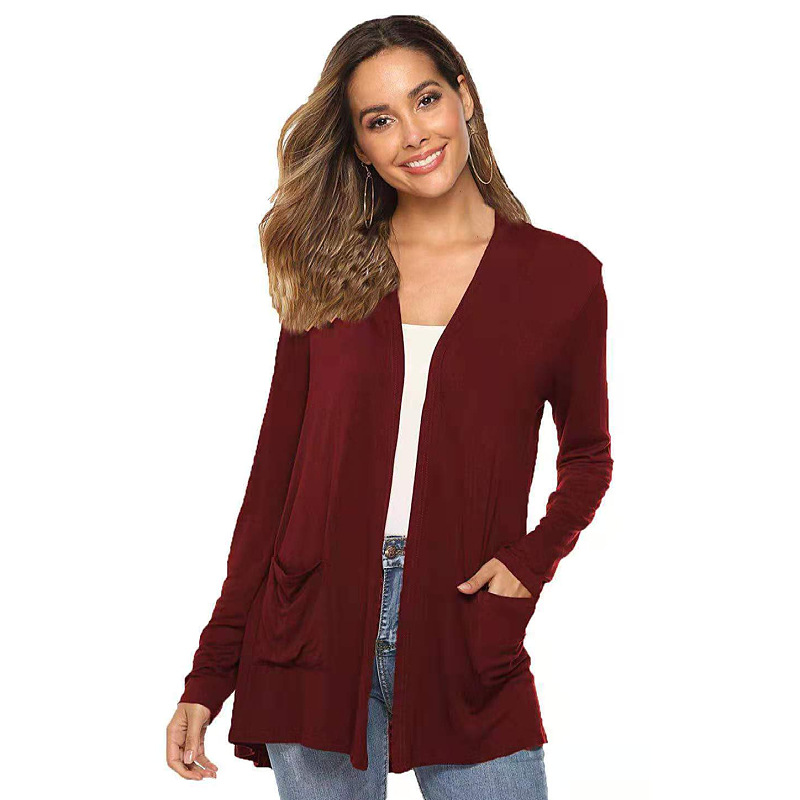 Womens Open Front Fly Away Cardigan Sweater Long Sleeve with Pockets Loose Drape - Picture 3 of 9