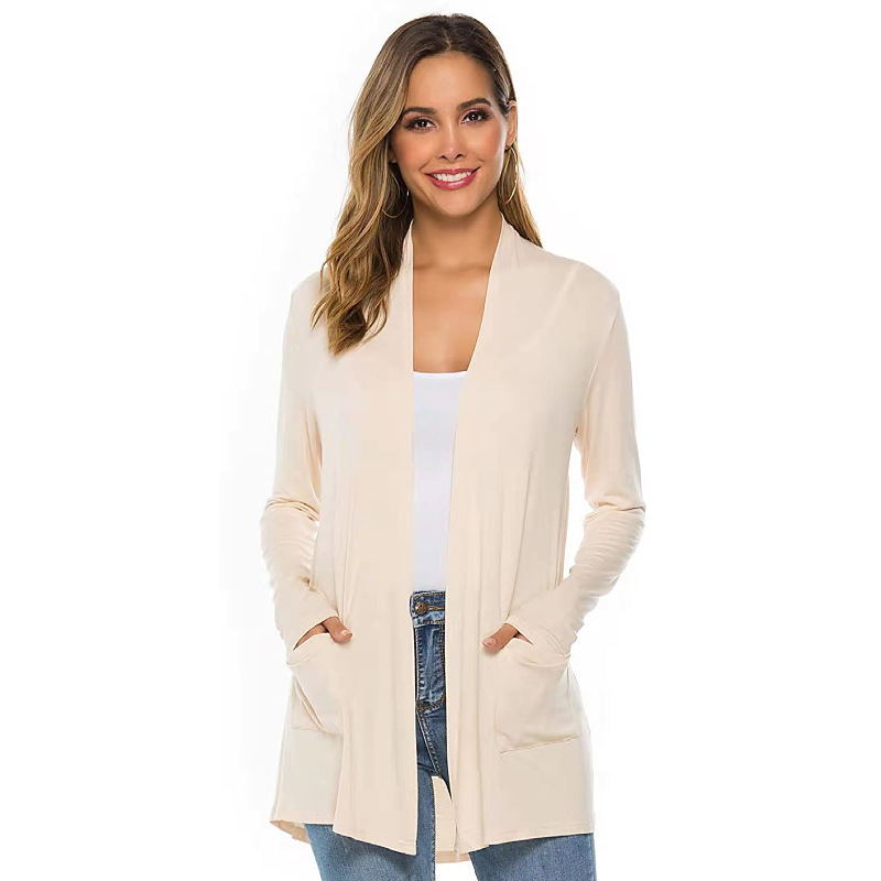 Womens Open Front Fly Away Cardigan Sweater Long Sleeve with Pockets Loose Drape - Picture 6 of 9