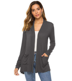 Womens Open Front Fly Away Cardigan Sweater Long Sleeve with Pockets Loose Drape - Picture 9 of 9