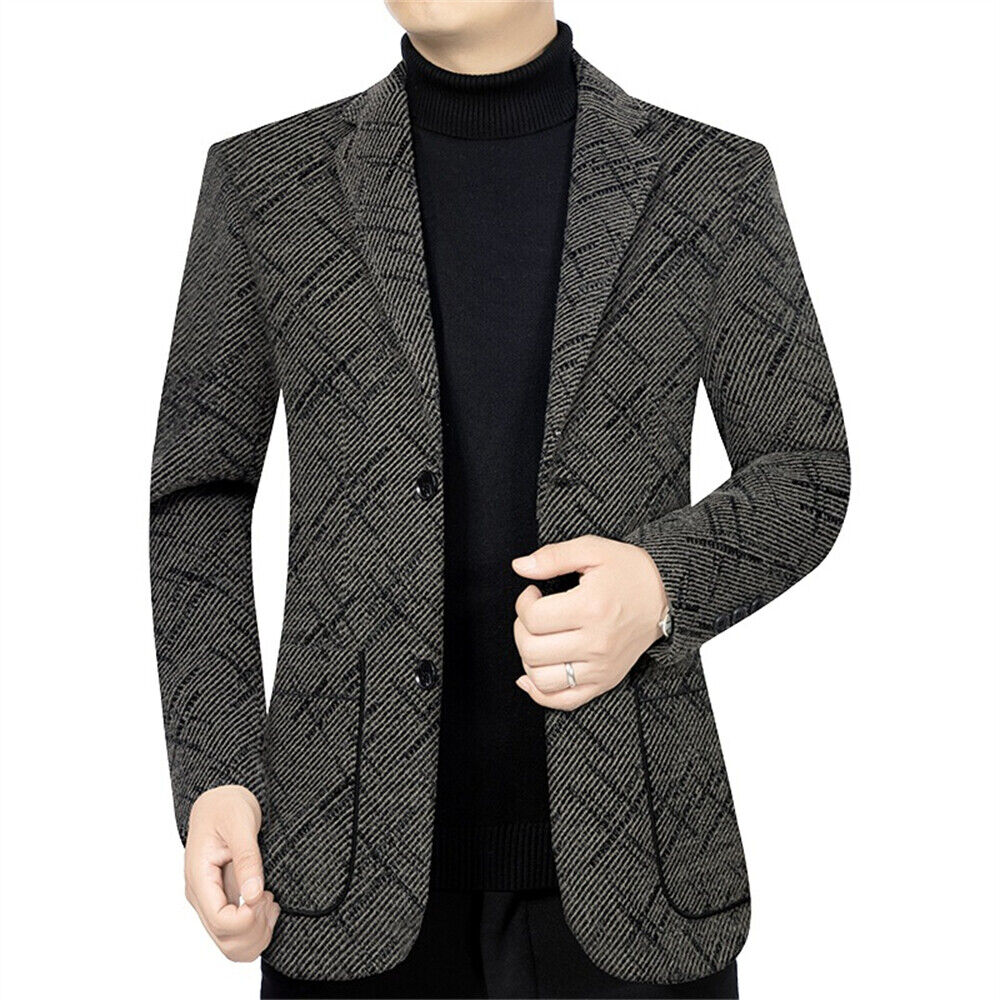 Hombres Formal Trabajo Blazer Chaqueta Negocios Informal Botón Calce Ajustado Traje Abrigo Prendas para el torso - Imagen 13 de 13