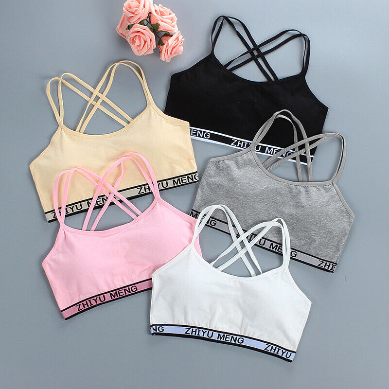5 Pack Cotton Bra Kids Sport Training Puberty Underwear Crop Tops 9-14 Years - Picture 13 of 14