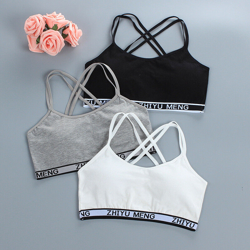 5 Pack Cotton Bra Kids Sport Training Puberty Underwear Crop Tops 9-14 Years - Picture 14 of 14