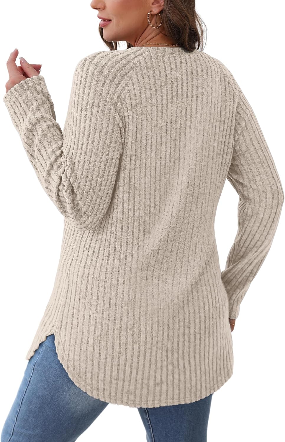 Long Sleeve Shirts Tunic Tops for Women Loose Fit Crew Neck Pullover Sweaters - Picture 28 of 113